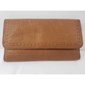 Vintage Fossil Trifold Checkbook Brown Leather Women’s Wallet Clutch